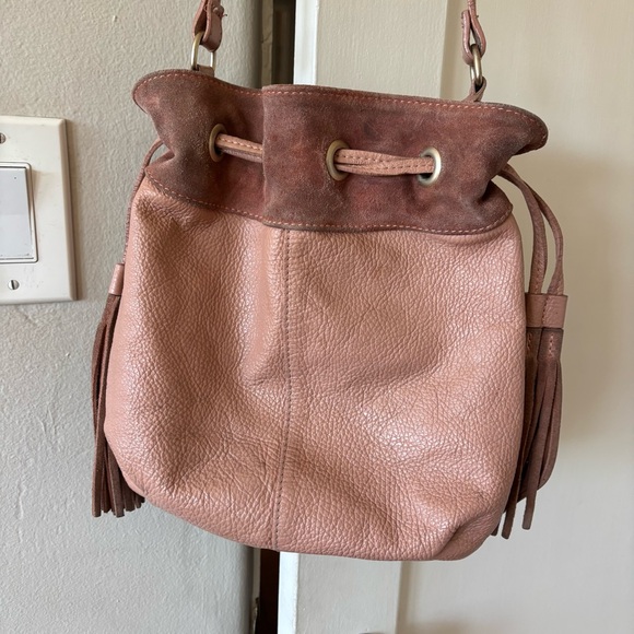 Coach and Four Handbags - Coach and Four Pink Leather Crossbody Bucket Bag Tassels